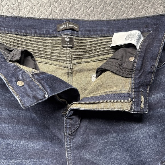 True Religion Rocco Men 38x33 Biker Moto Relaxed Skinny Denim Blue Jeans Stretch - Picture 7 of 13